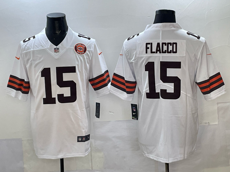 Men 2025 Cleveland Browns #15 Flacco white Nike Limited NFL Jersey 002